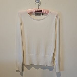 CANVASBACKS WOMEN'S VINTAGE WHITE KNIT LONG SLEEVED PULLOVER SWEATER SIZE SMALL